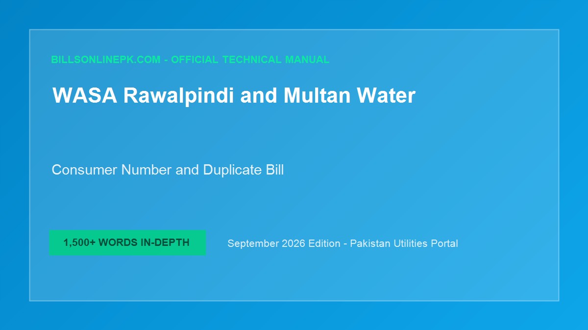 WASA Rawalpindi & WASA Multan Duplicate Water Bill Download: Consumer Number & Rates