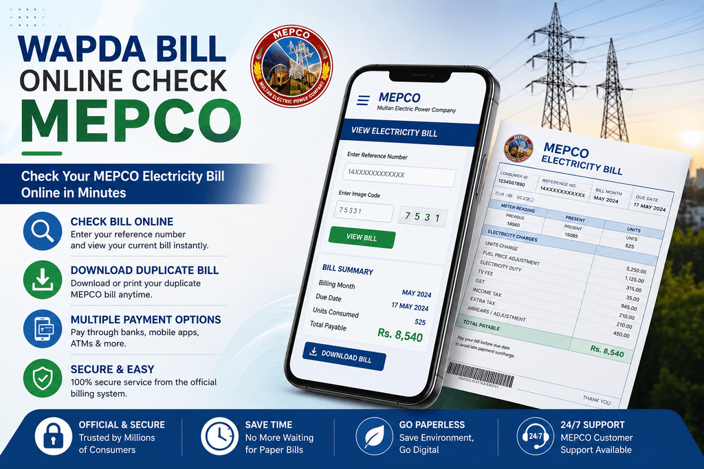 WAPDA Bill Online Check MEPCO