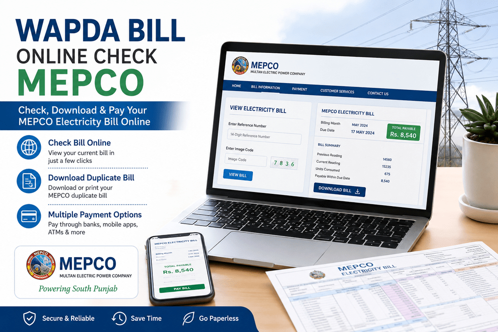 WAPDA Bill Online Check MEPCO